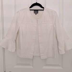 Leo & Sage Cropped Jacket with 3/4 Sleeve, Off-White, Size XS
